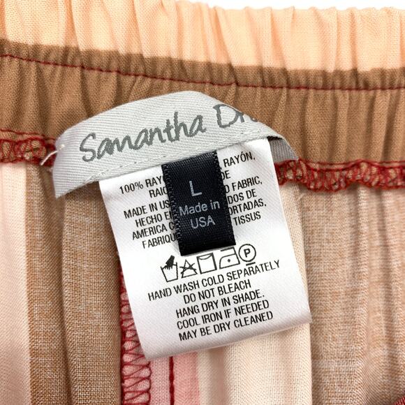 Samantha Dru Wide Split Leg Pants Womens Size Large Multicolor Striped Red Beige - Picture 5 of 6